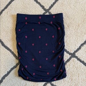 Hatley Navy Pencil Skirt with Pink Embroidered Accents